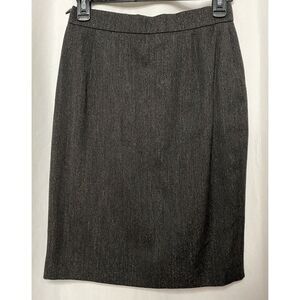 Louis Feraud Vintage Gray Wool Blend Straight Skirt Sz 6 Fully Lined